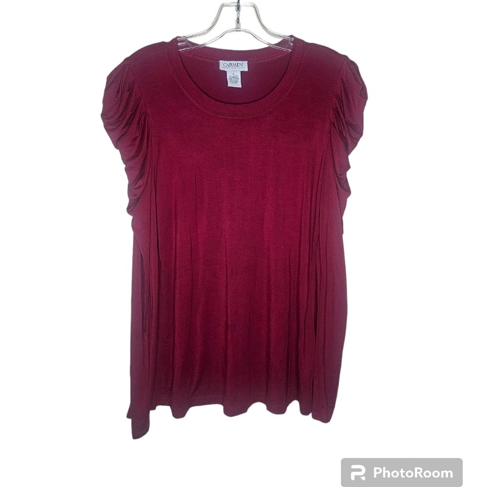 Carmen Marc Valvo women's crew neck long puff sleeves top size L